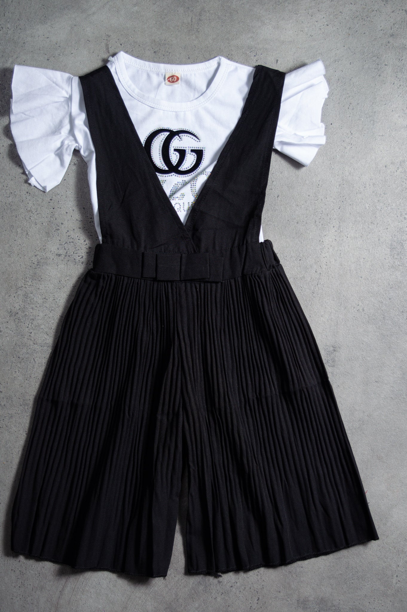 Girls Jump Suit White BLACK