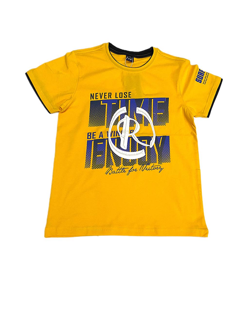 Yellow Cotton Jersey T-Shirt For Boys