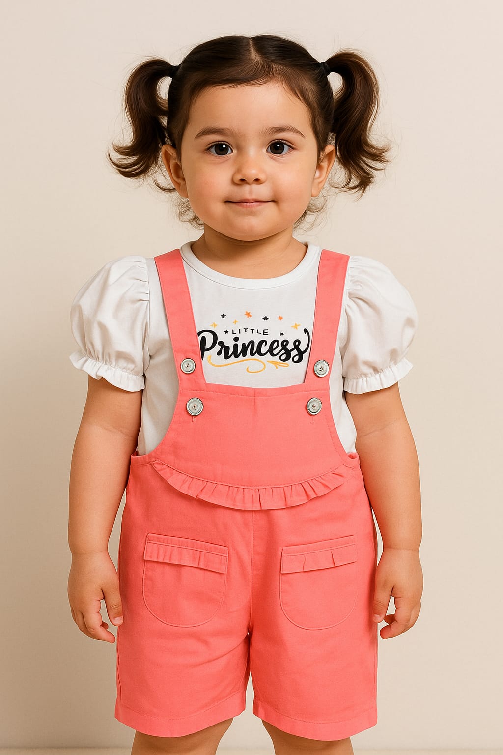 Girls Cotton Jump Suit White and Pink